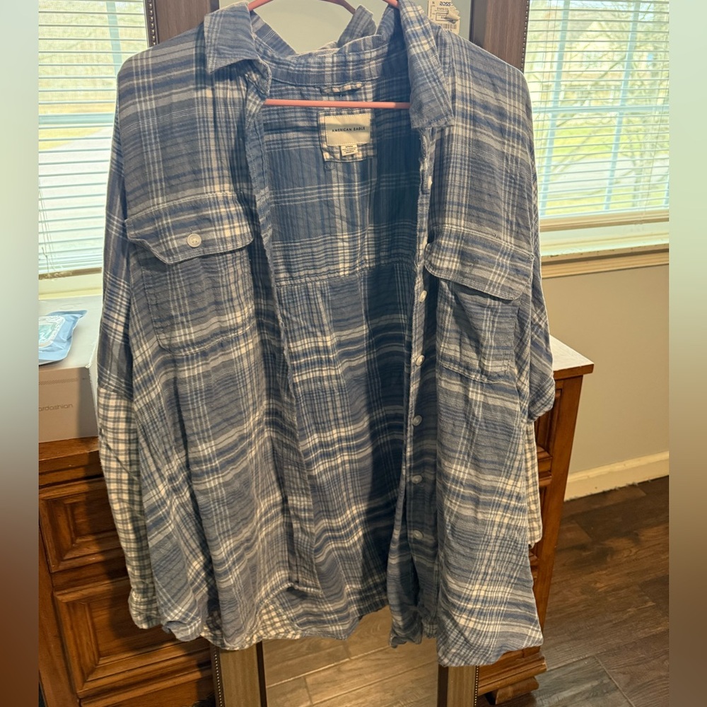 American Eagle Outfitters Blue Flannel long sleeve
